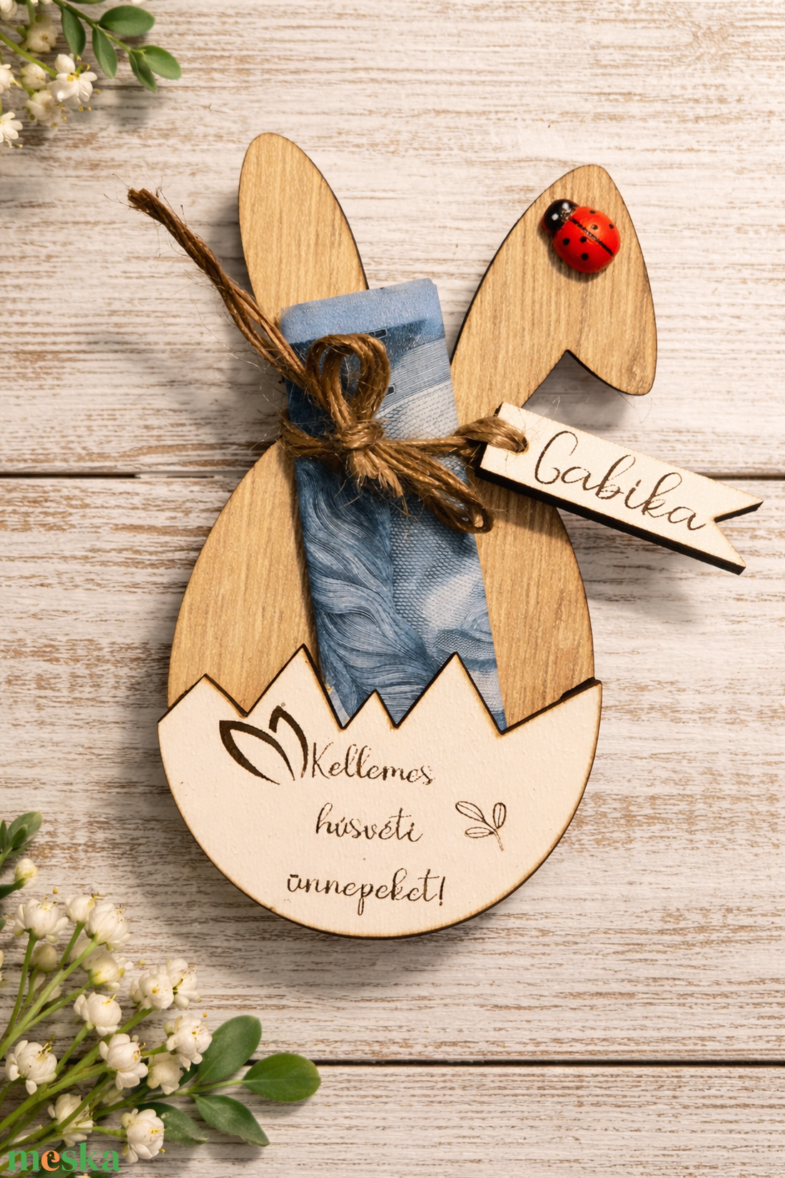 Húsvéti pénzátadó névvel és katicabogárral vagy méhecskével - ünnepi díszek, dekorációk - húsvéti díszek és dekorációk - húsvéti pénzátadó - Meska.hu