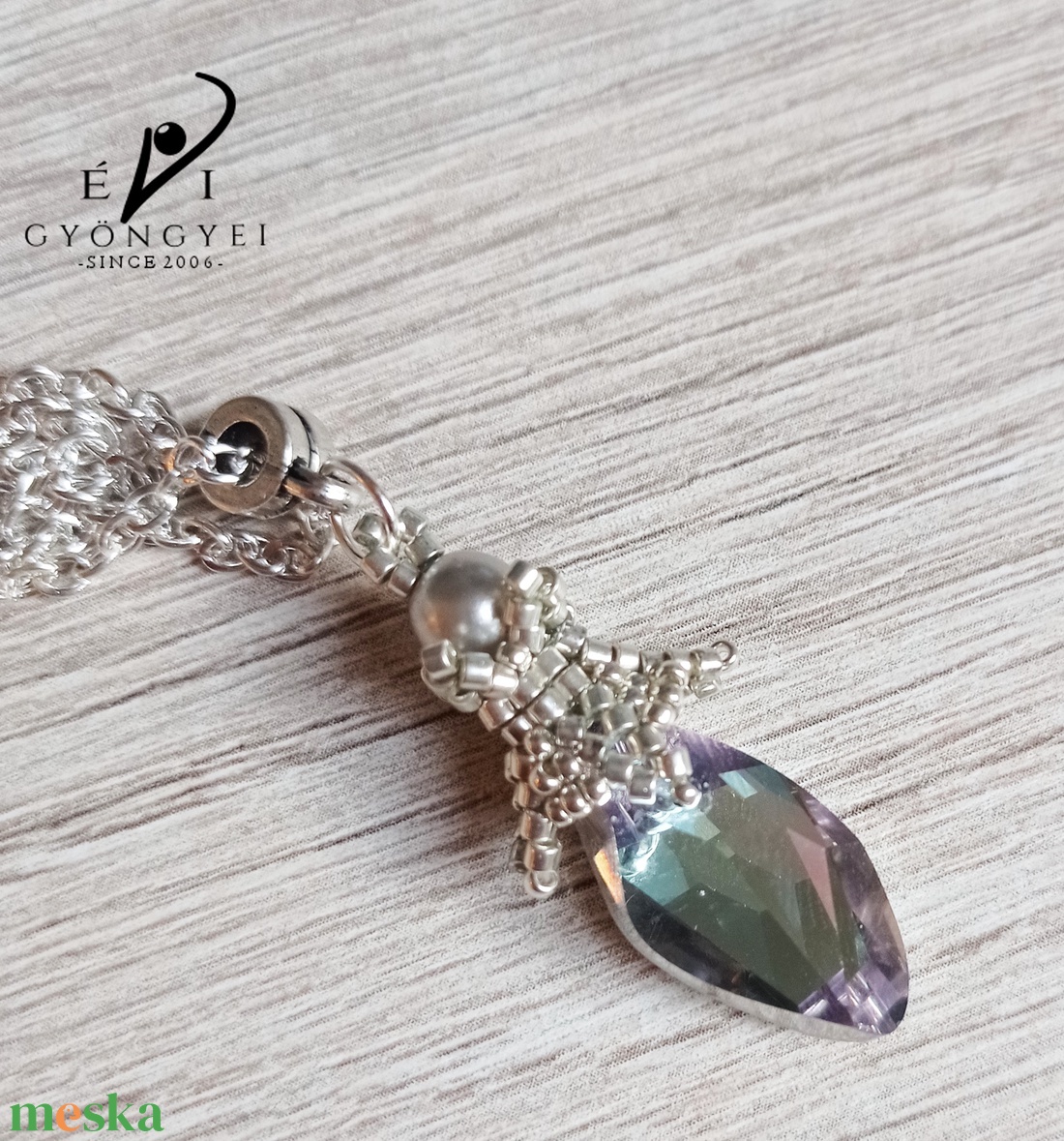 Crystal Vitrail light kristály medál ezüst színnel - ékszer - nyaklánc - medálos nyaklánc - Meska.hu