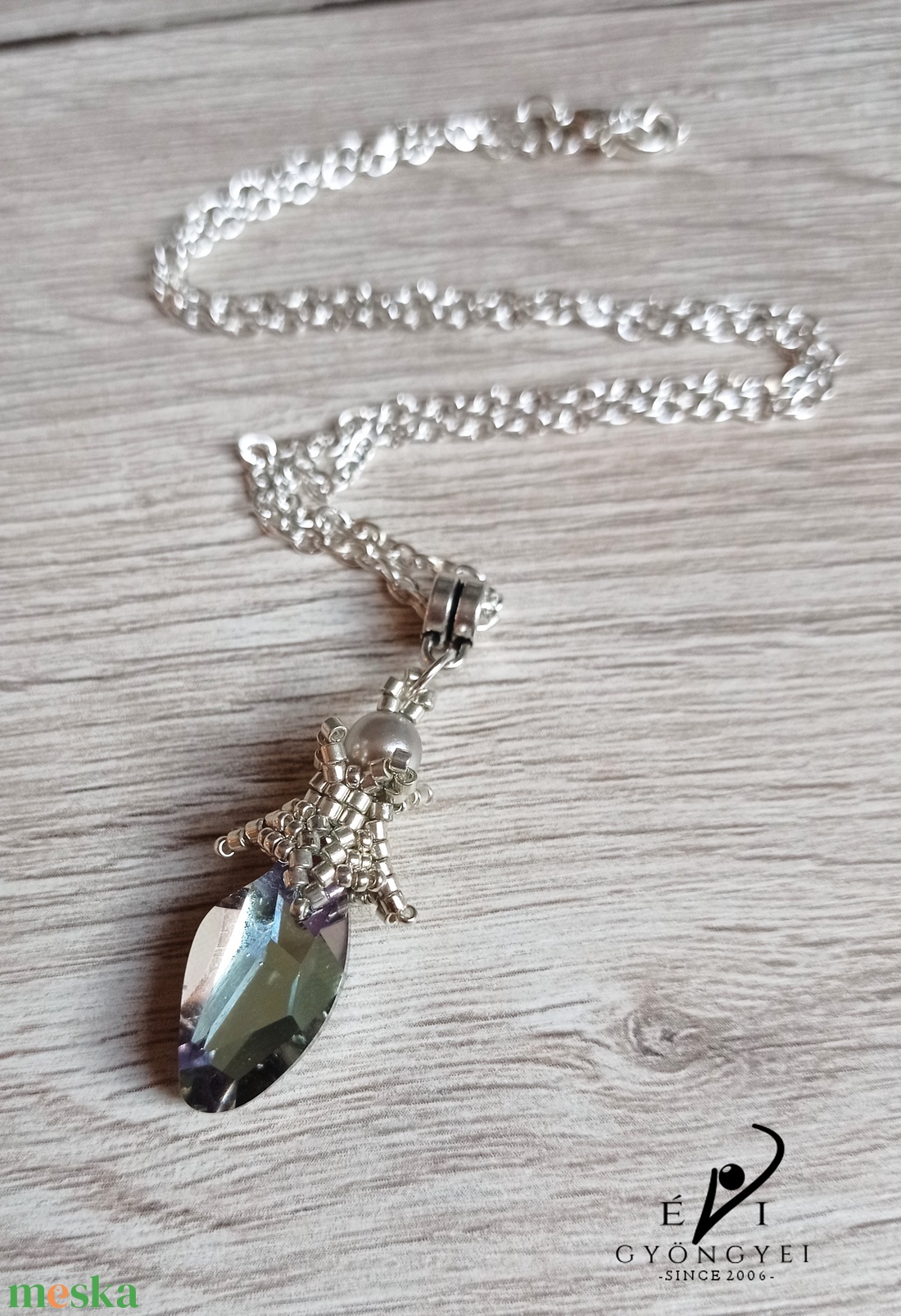 Crystal Vitrail light kristály medál ezüst színnel - ékszer - nyaklánc - medálos nyaklánc - Meska.hu