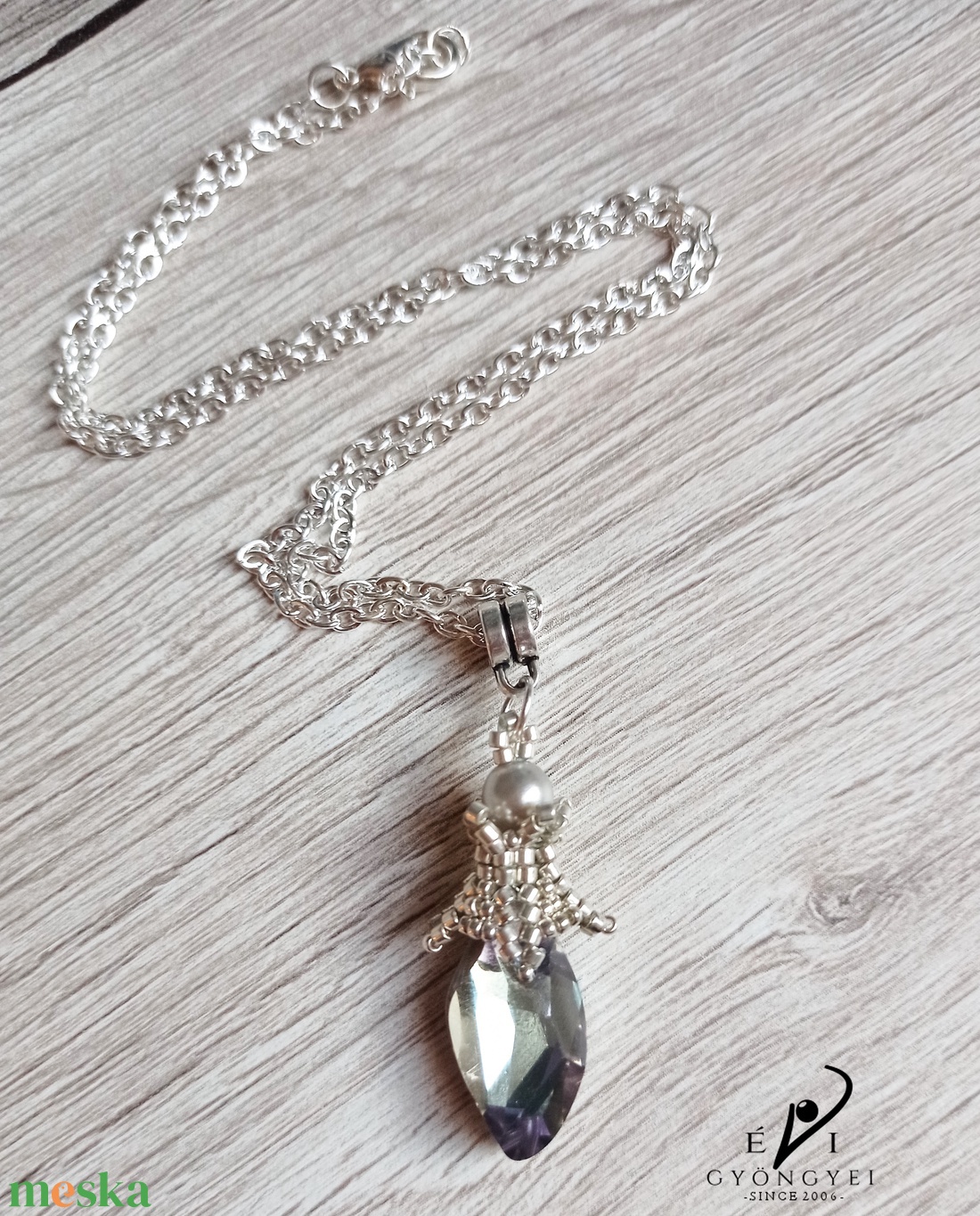 Crystal Vitrail light kristály medál ezüst színnel - ékszer - nyaklánc - medálos nyaklánc - Meska.hu