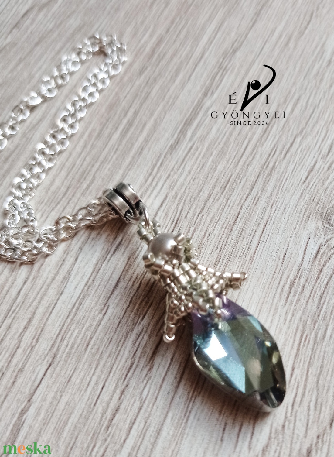 Crystal Vitrail light kristály medál ezüst színnel - ékszer - nyaklánc - medálos nyaklánc - Meska.hu