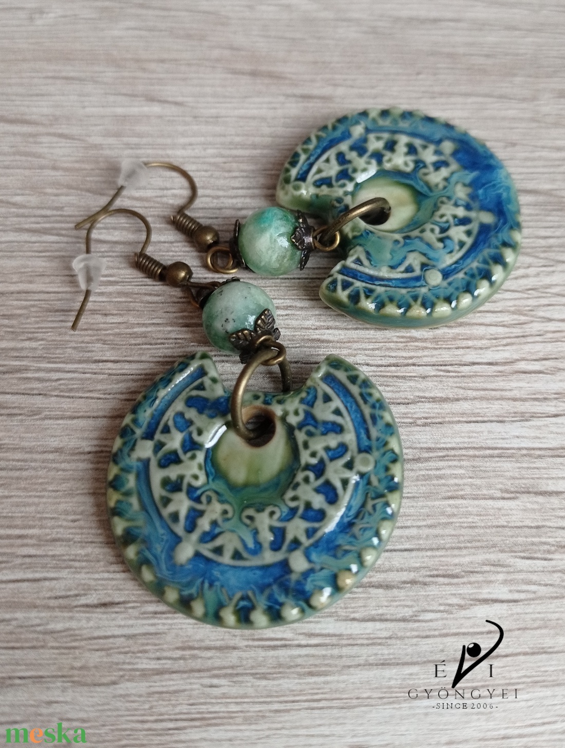 Türkiz tengercsepp porcelánfülbevaló - ékszer - fülbevaló - lógó fülbevaló - Meska.hu Türkiz tengercsepp porcelánfülbevaló - ékszer - fülbevaló - lógó fülbevaló - Meska.hu