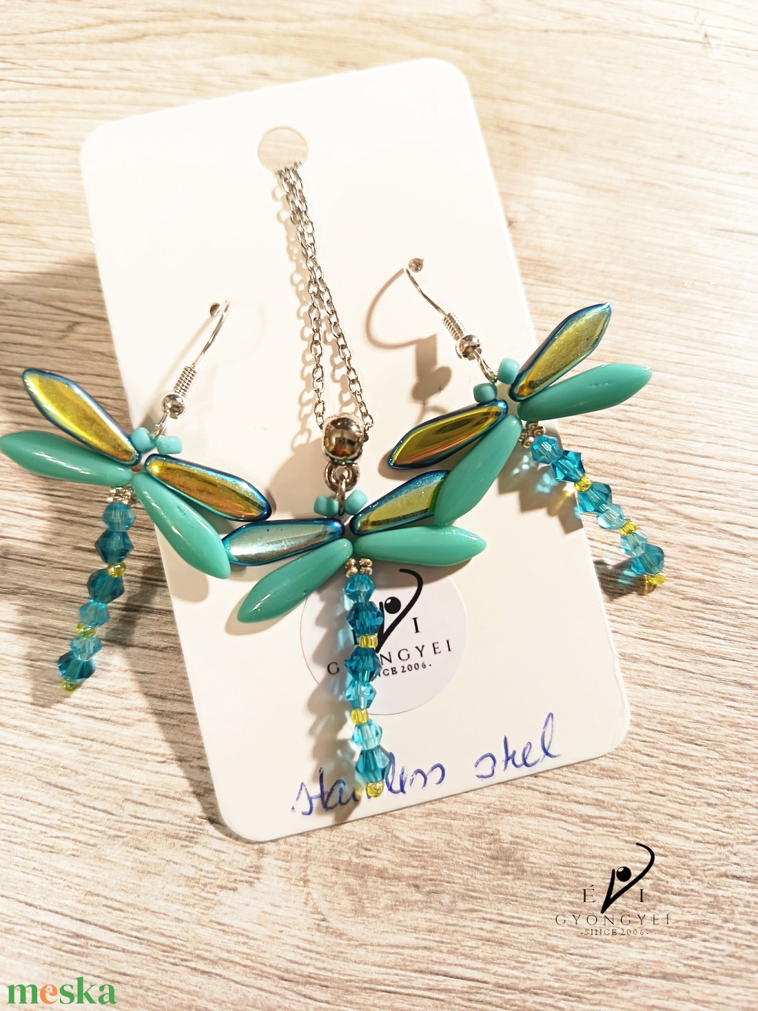 Türkizzöld szitakötő szett - ékszer - fülbevaló - lógó fülbevaló - Meska.hu Türkizzöld szitakötő szett - ékszer - fülbevaló - lógó fülbevaló - Meska.hu