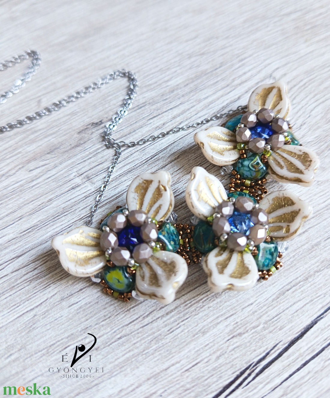 Virág nyakék - ékszer - nyaklánc - medál - Meska.hu