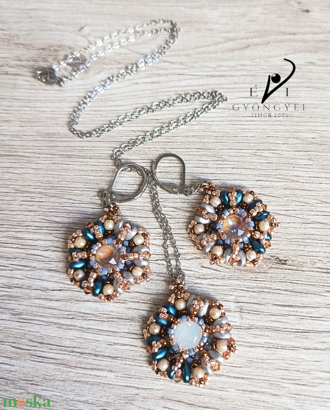 Virág szett nemesacél szerelékkel - ékszer - ékszerszett - Meska.hu