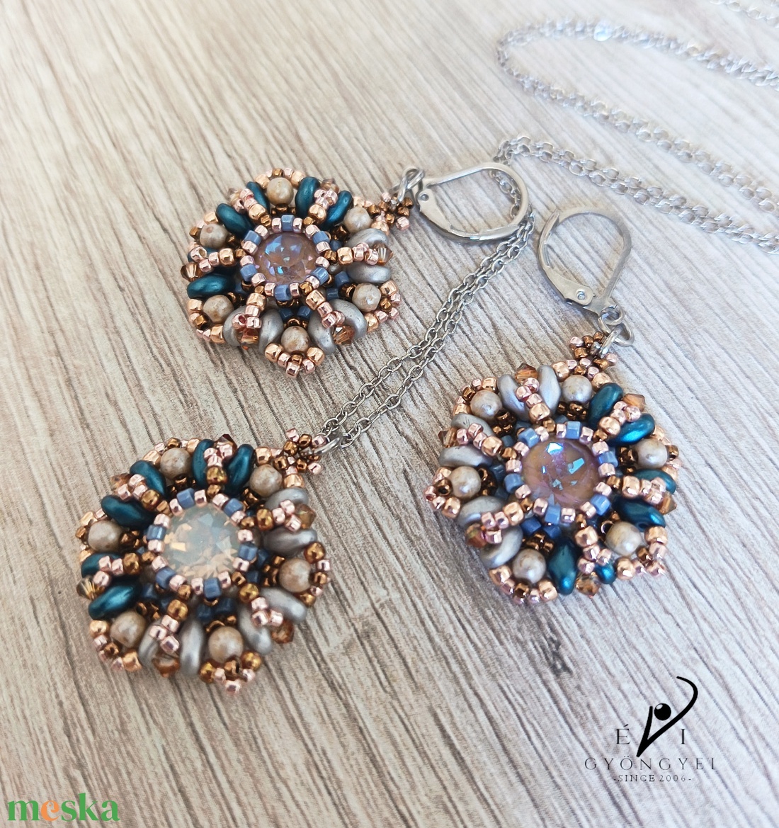 Virág szett nemesacél szerelékkel - ékszer - ékszerszett - Meska.hu