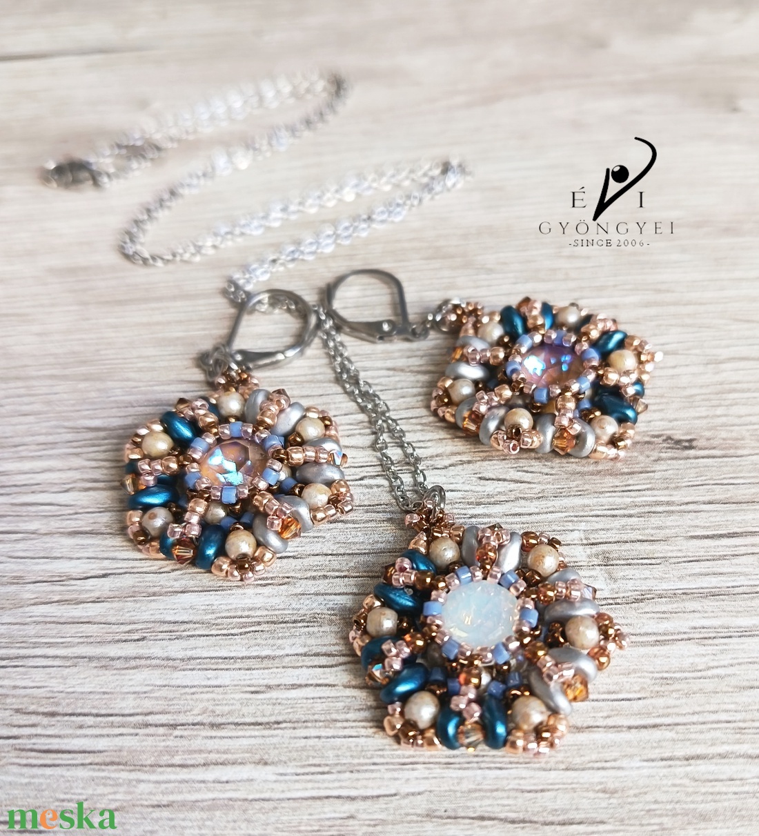 Virág szett nemesacél szerelékkel - ékszer - ékszerszett - Meska.hu
