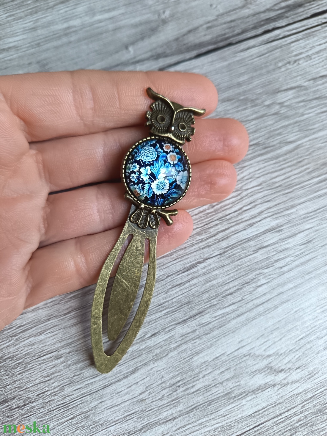 Bagoly kék virágokkal könyvjelző - könyv & zene - könyvjelző - Meska.hu