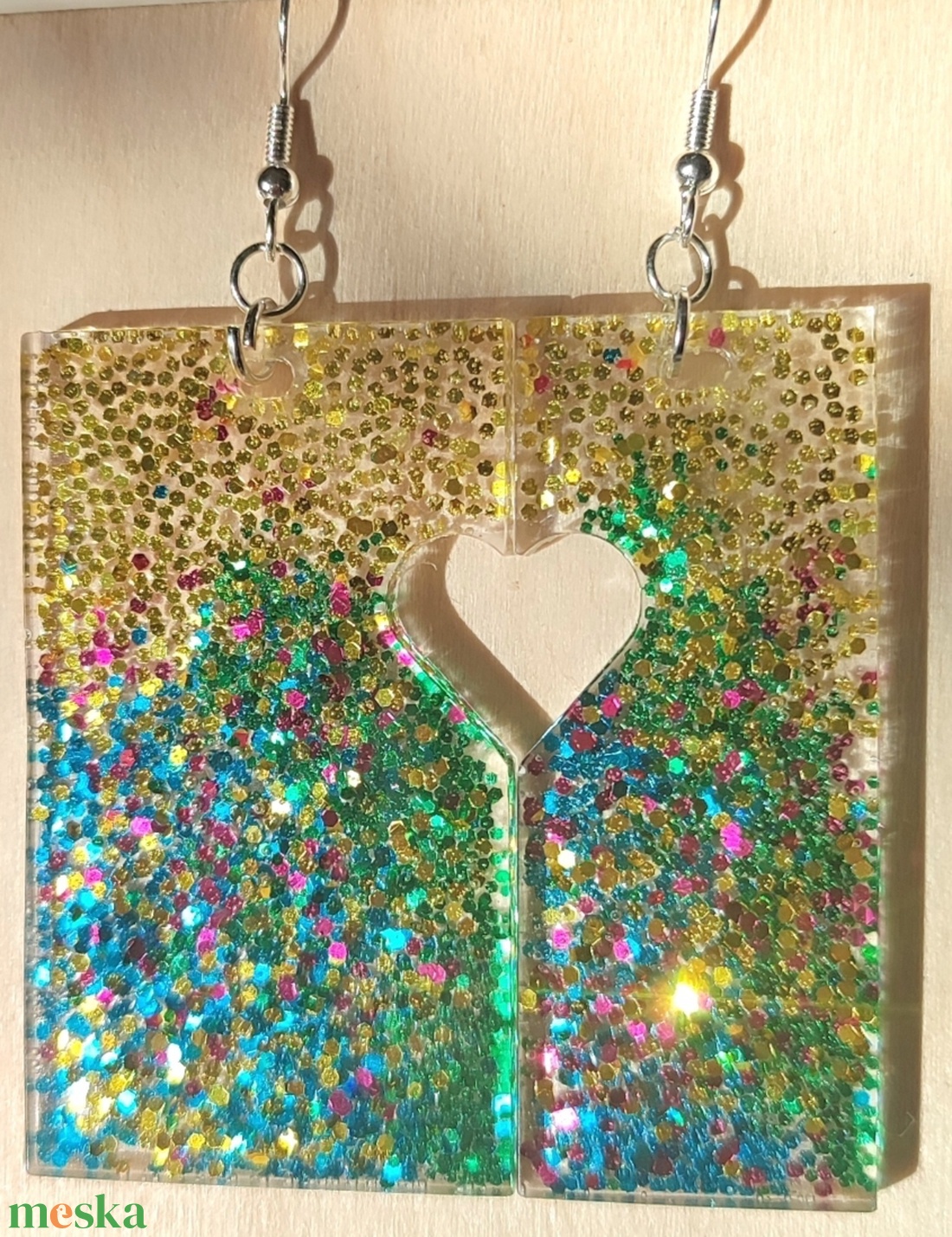 Gyanta csillogó fülbevaló  - ékszer - fülbevaló - fülékszer - Meska.hu