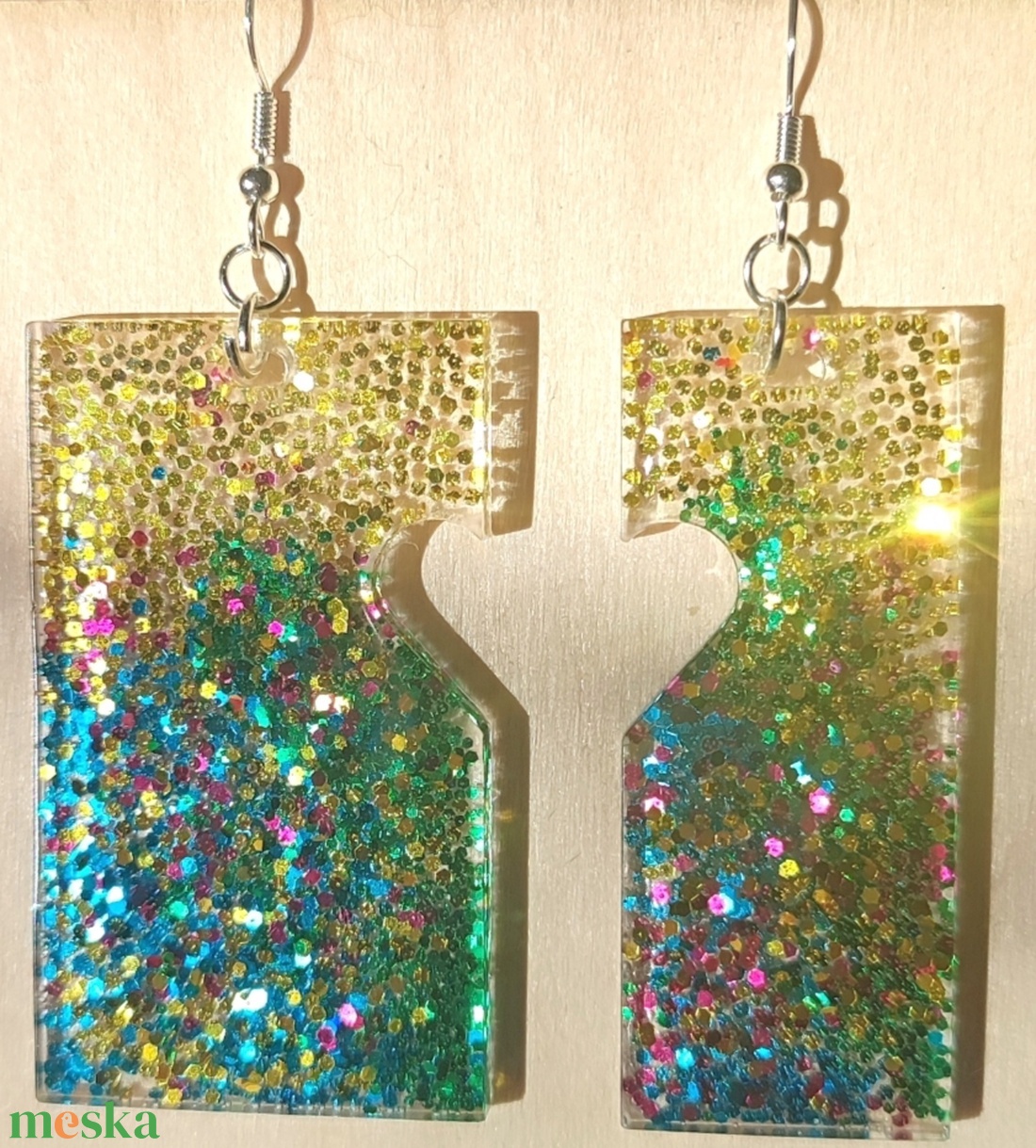 Gyanta csillogó fülbevaló  - ékszer - fülbevaló - fülékszer - Meska.hu