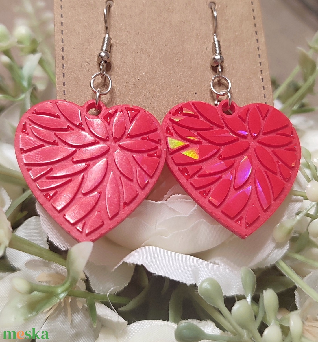 Gyanta szív fülbevaló  - ékszer - fülbevaló - fülékszer - Meska.hu