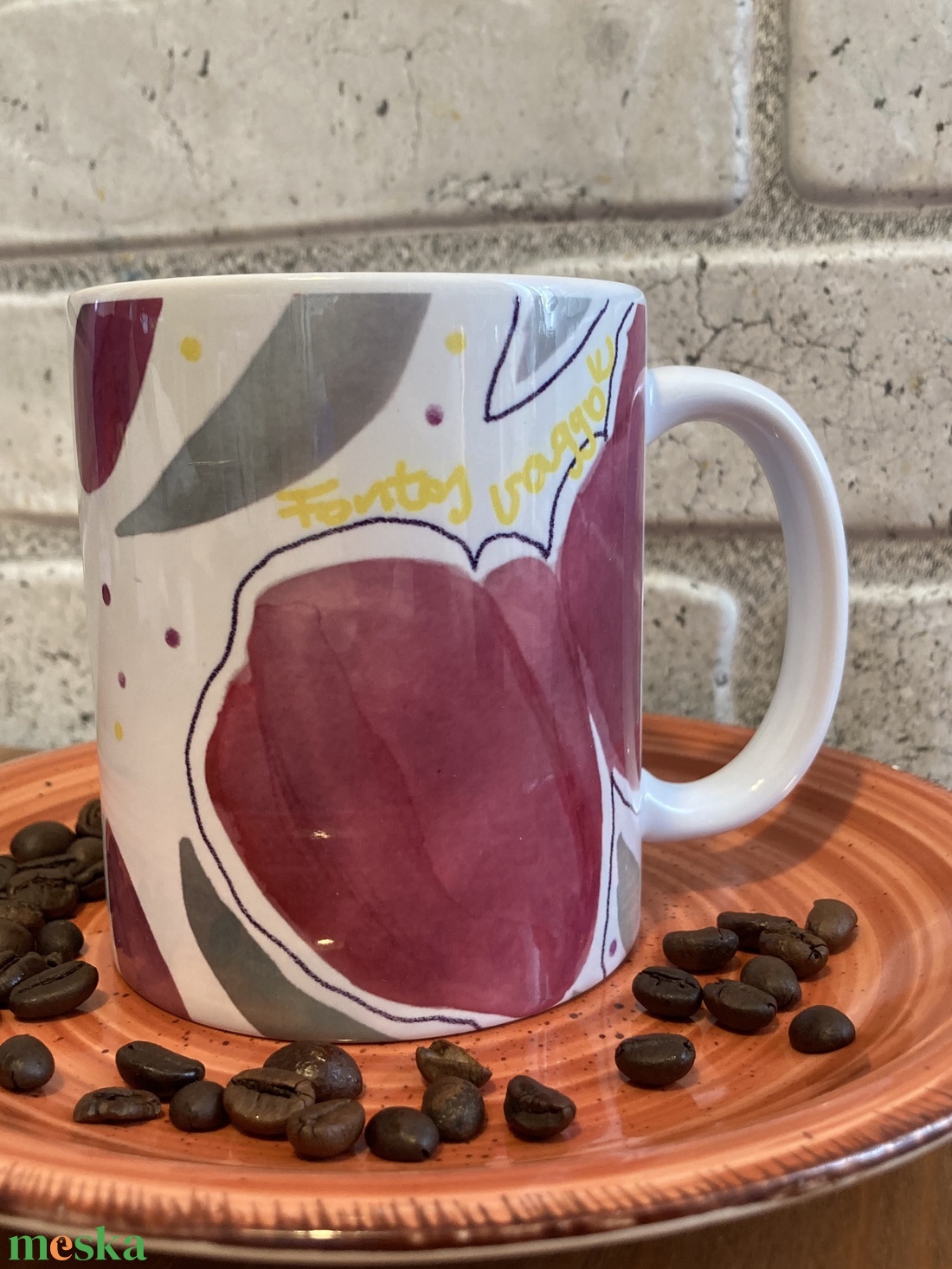 Bögre  tulipán mintával és üzenettel  - otthon & életmód - konyhafelszerelés, tálalás - tálalás - bögre & csésze - Meska.hu