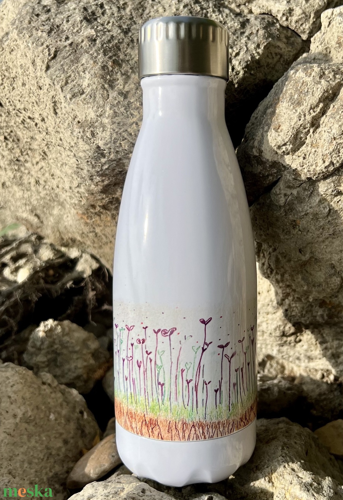 Növény mintás termo kulacs 380ml - otthon & életmód - konyhafelszerelés, tálalás - italos kellékek - kulacsok - Meska.hu
