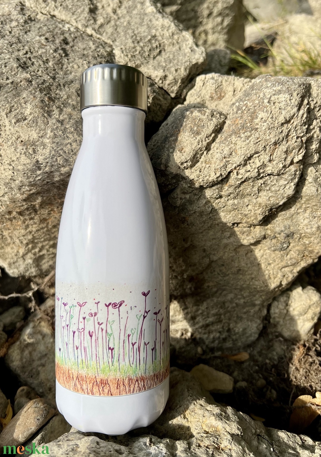 Növény mintás termo kulacs 380ml - otthon & életmód - konyhafelszerelés, tálalás - italos kellékek - kulacsok - Meska.hu
