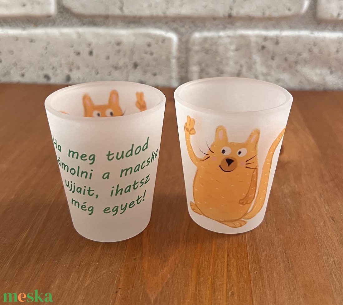 Vicces felespohár saját, macskás  grafikával  � különleges ajándék, bulis pohár - otthon & életmód - konyhafelszerelés, tálalás - italos kellékek - kulacsok - Meska.hu