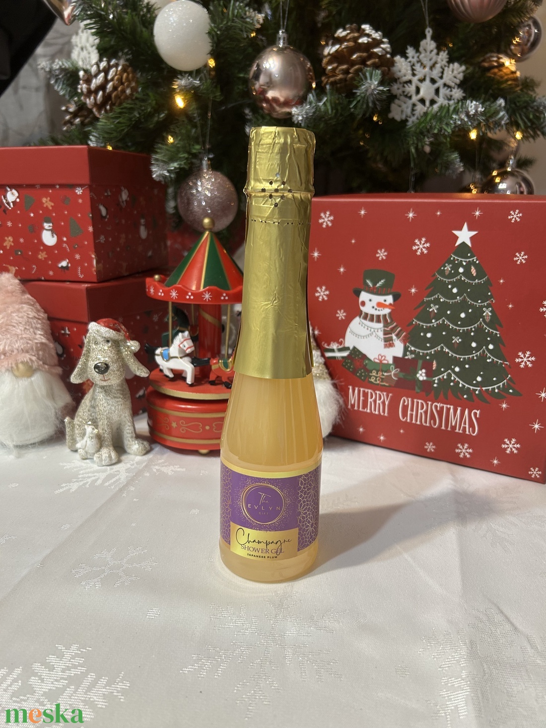 Pezsgő formájú tusfürdő karácsonyi ajándék nőknek - szépségápolás - kozmetikai ajándékcsomag - Meska.hu