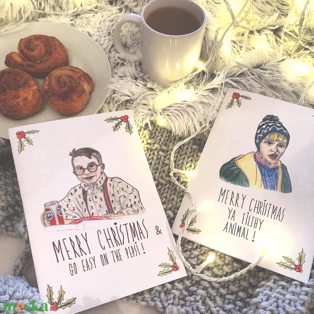 Reszkessetek betörős Kevin McCallister grafikás karácsonyi képeslap, kinyitható üdvözlőlap - karácsony - karácsonyi ajándékozás - karácsonyi képeslap, üdvözlőlap, ajándékkísérő - Meska.hu