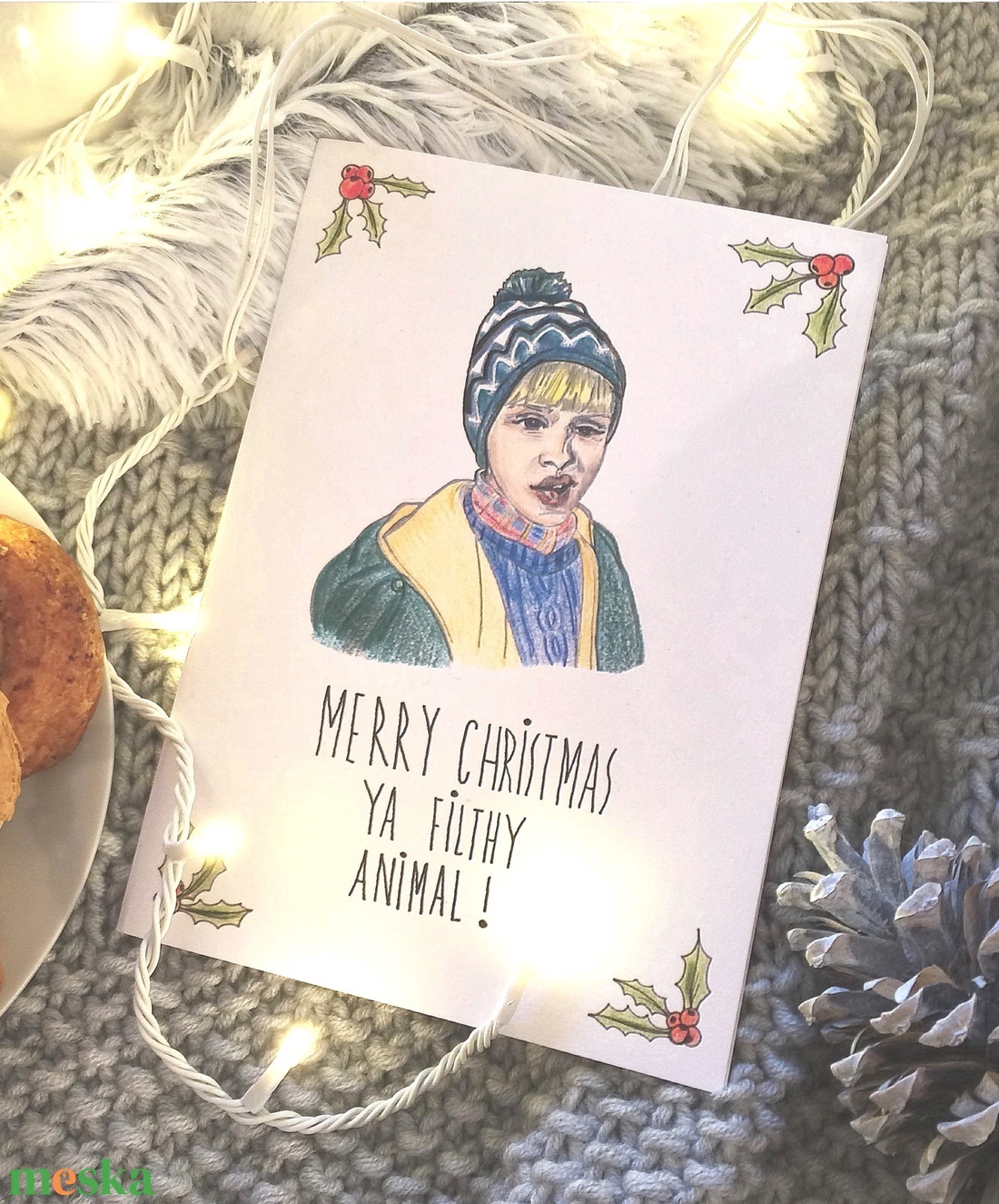 Reszkessetek betörős Kevin McCallister grafikás karácsonyi képeslap, kinyitható üdvözlőlap - karácsony - karácsonyi ajándékozás - karácsonyi képeslap, üdvözlőlap, ajándékkísérő - Meska.hu