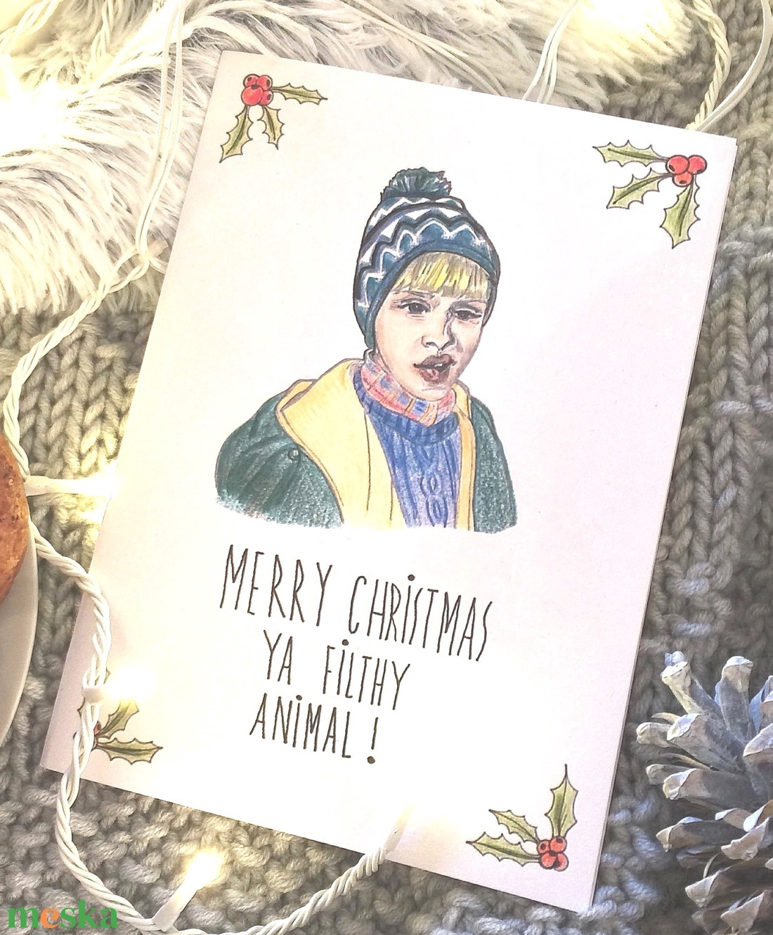 Reszkessetek betörős Kevin McCallister grafikás karácsonyi képeslap, kinyitható üdvözlőlap - karácsony - karácsonyi ajándékozás - karácsonyi képeslap, üdvözlőlap, ajándékkísérő - Meska.hu