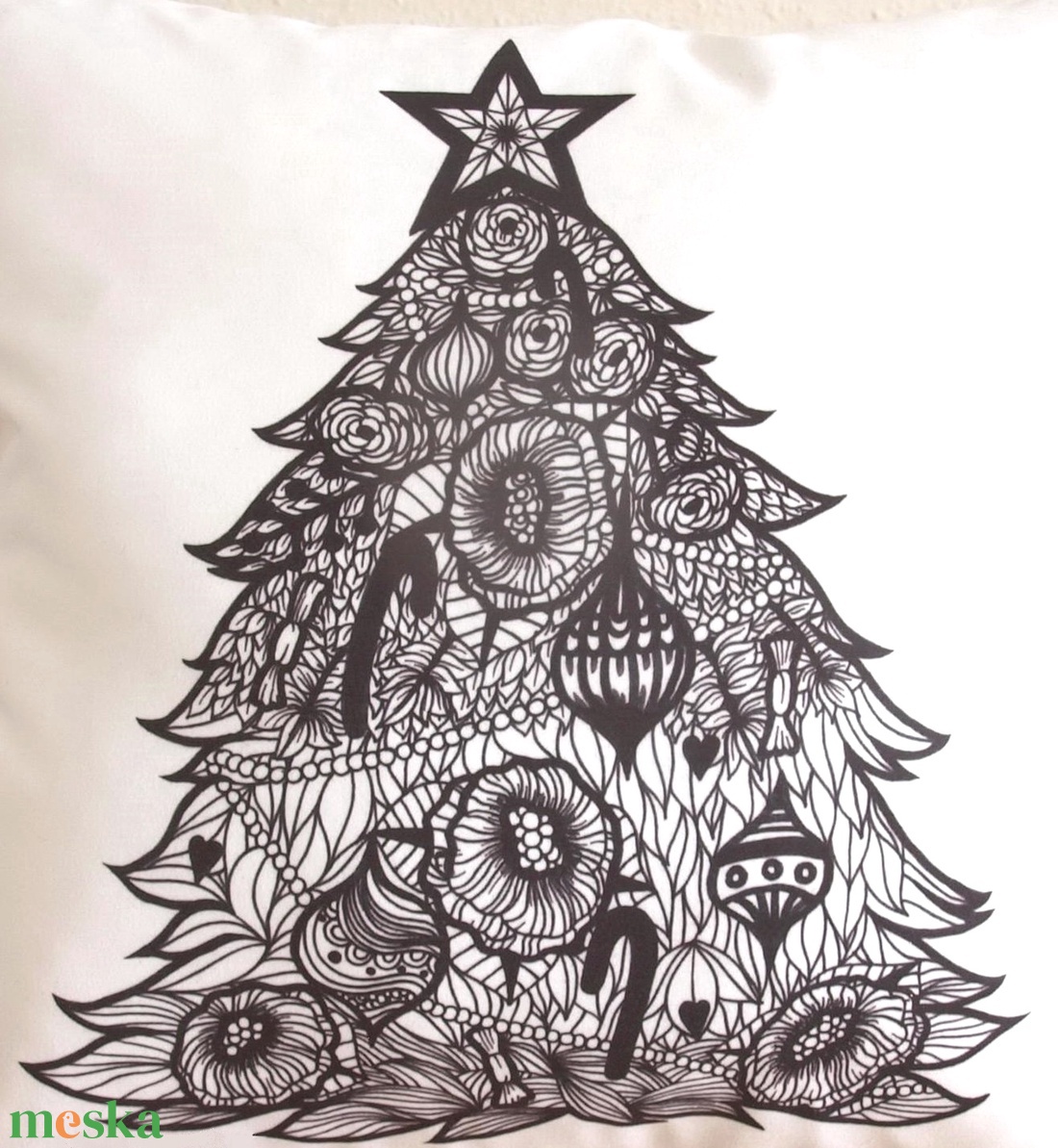Karácsonyi karácsonyfa mintás díszpárna, Egyedi grafikás karácsonyi dekor párna (huzat+belső párna) - karácsony - karácsonyi lakásdekoráció - karácsonyi lakásdíszek - Meska.hu