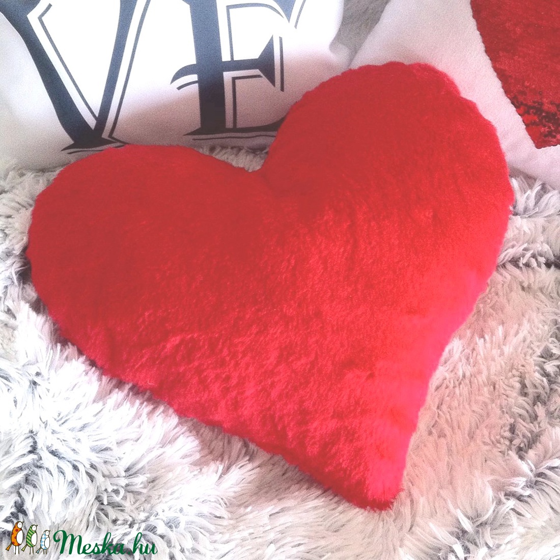 Piros szív díszpárna,Valentin napi ajándék, Anyák napjára, Valentin napra, Szerelmeseknek ajándékba (kb 40x40 cm) - otthon & lakás - lakástextil - párna & párnahuzat - Meska.hu
