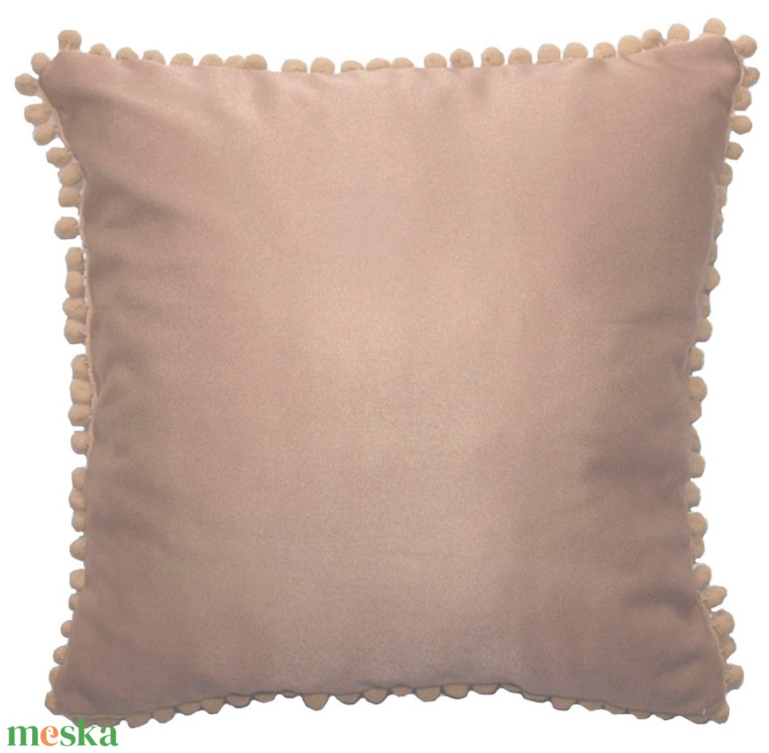 Pom-pom díszpárnahuzat, világosbarna marokkói stílusú, bohém dekorpárna huzat + belső párna(több méretben) - otthon & életmód - lakástextil - párna & párnahuzat - Meska.hu