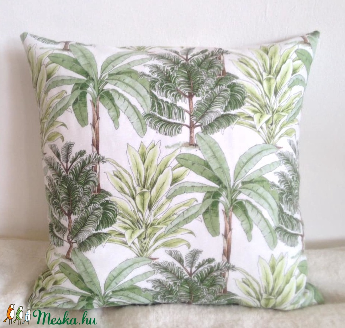 Banásfás, datolyapálmás nyári díszpárna, Pálmás trópusi  díszpárna, pálmaleveles trópusi díszpárna, dzsungeles díszpárna -  - Meska.hu