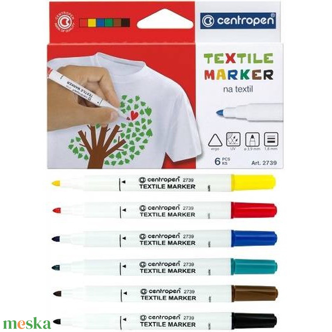 Textil színező filctoll készlet színezhető párnahuzathoz, gépben mosható Centropen filctollak 6  és 10db-os készletben - kellékek & szerszámok - szerszámok, eszközök - rajz- és íróeszköz - Meska.hu