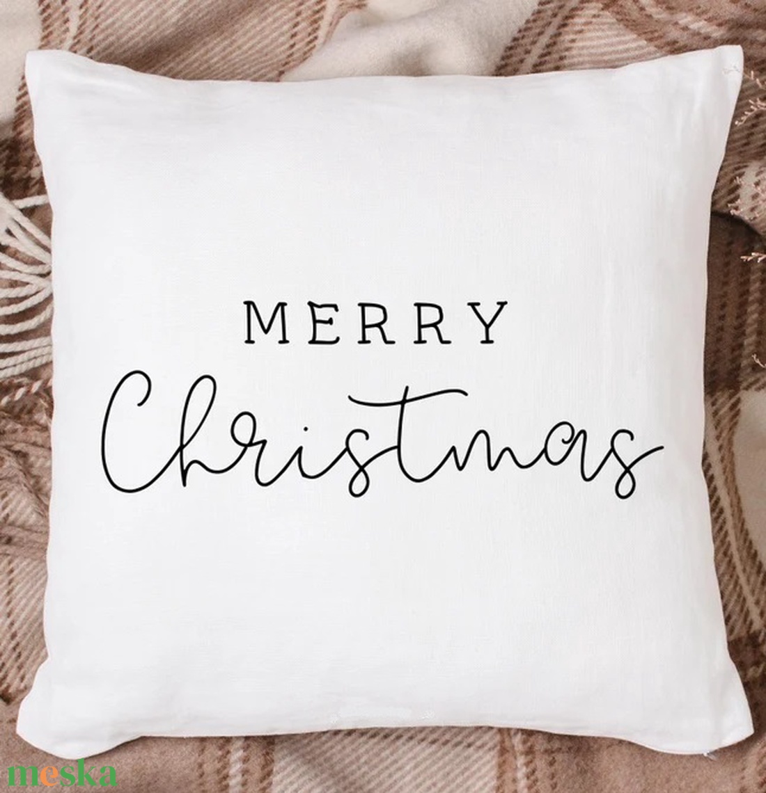 Karácsonyi díszpárna Merry Christmas minimál felirattal, Minimal design karácsonyi párna (huzat+belső párna) - karácsony - karácsonyi lakásdekoráció - karácsonyi lakásdíszek - Meska.hu