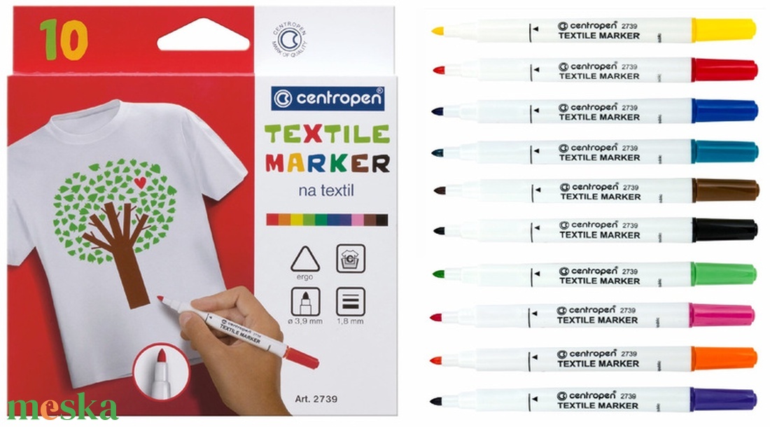 Textil színező filctoll készlet színezhető párnahuzathoz, gépben mosható Centropen filctollak 6  és 10db-os készletben - kellékek & szerszámok - szerszámok, eszközök - rajz- és íróeszköz - Meska.hu