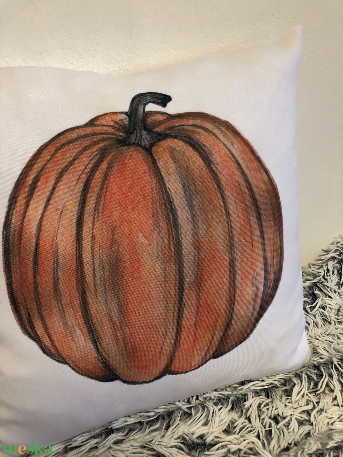 Őszi Halloween Tök dekor párna, Díszpárna egyedi felirattal is, belső párna + párnahuzat - otthon & életmód - dekoráció - halloween - halloweeni dekoráció - Meska.hu