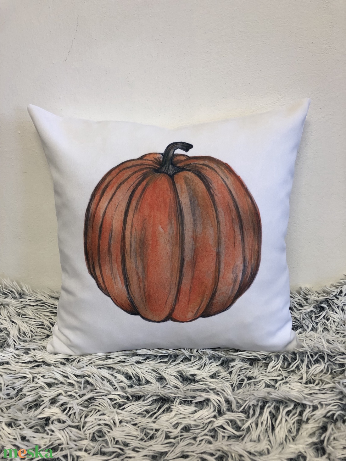 Őszi Halloween Tök dekor párna, Díszpárna egyedi felirattal is, belső párna + párnahuzat - otthon & életmód - dekoráció - halloween - halloweeni dekoráció - Meska.hu