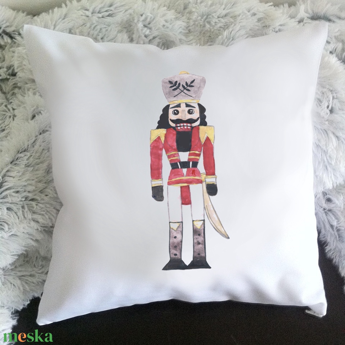 Karácsonyi Diótörős díszpárna, modern, skandináv stílusú minimál lakásdekor karácsonyi dekor huzat+belső párna - karácsony - karácsonyi lakásdekoráció - karácsonyi lakásdíszek - Meska.hu