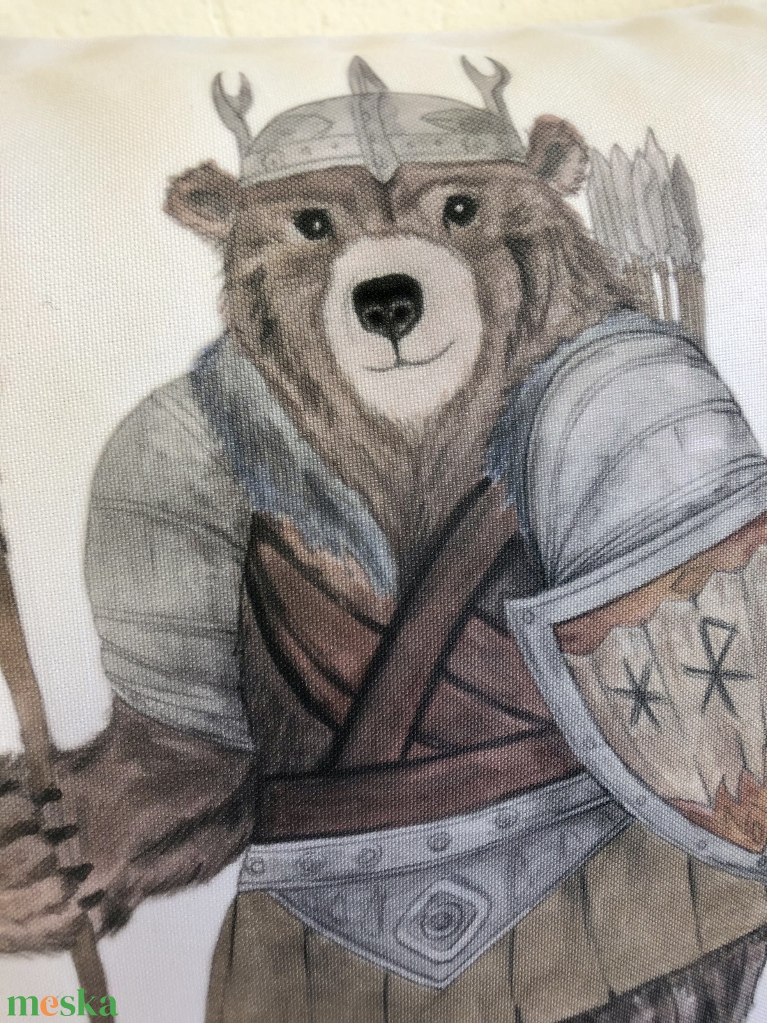 Babaváró viking maci keresztelőre, medve születési ajándék emlékőr párna egyedi adatokkal, keresztelőre, Babaszoba dekor - otthon & életmód - babaszoba, gyerekszoba - gyerek díszpárna - Meska.hu
