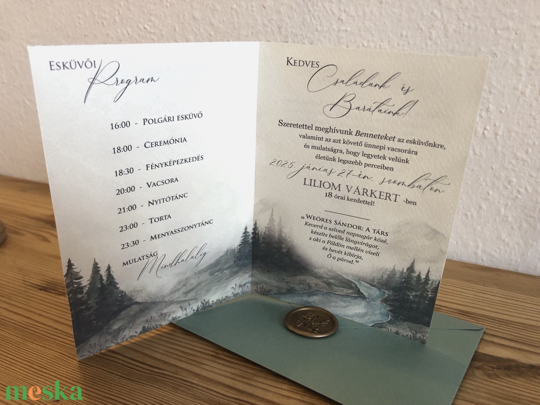 Esküvői meghívó, egyedi esküvői meghívó képeslap, Esküvői kártya, kézműves lap, esküvői képeslap - esküvő - meghívó & kártya - meghívó - Meska.hu