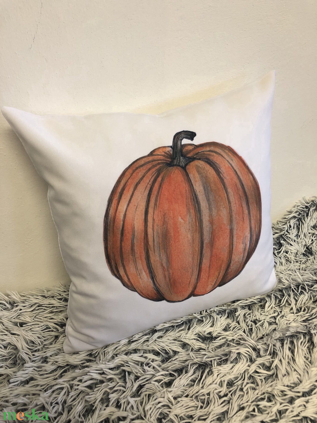Őszi Halloween Tök dekor párna, Díszpárna egyedi felirattal is, belső párna + párnahuzat - otthon & életmód - dekoráció - halloween - halloweeni dekoráció - Meska.hu