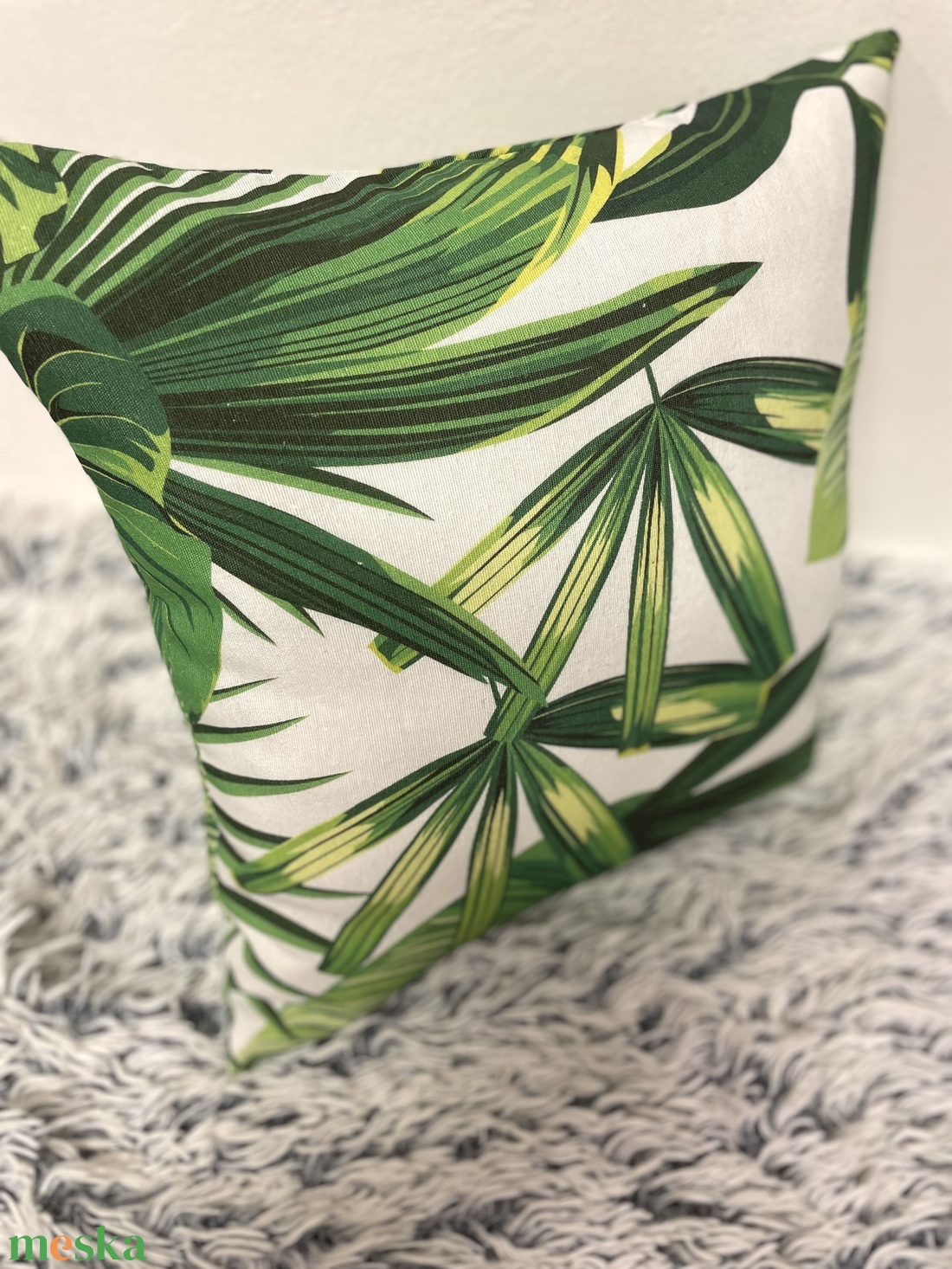 Pálmafás, pálmaleveles díszpárnahuzat (40cm) trópusi levél növényes párna, kerti párna - otthon & életmód - lakástextil - párna & párnahuzat - Meska.hu