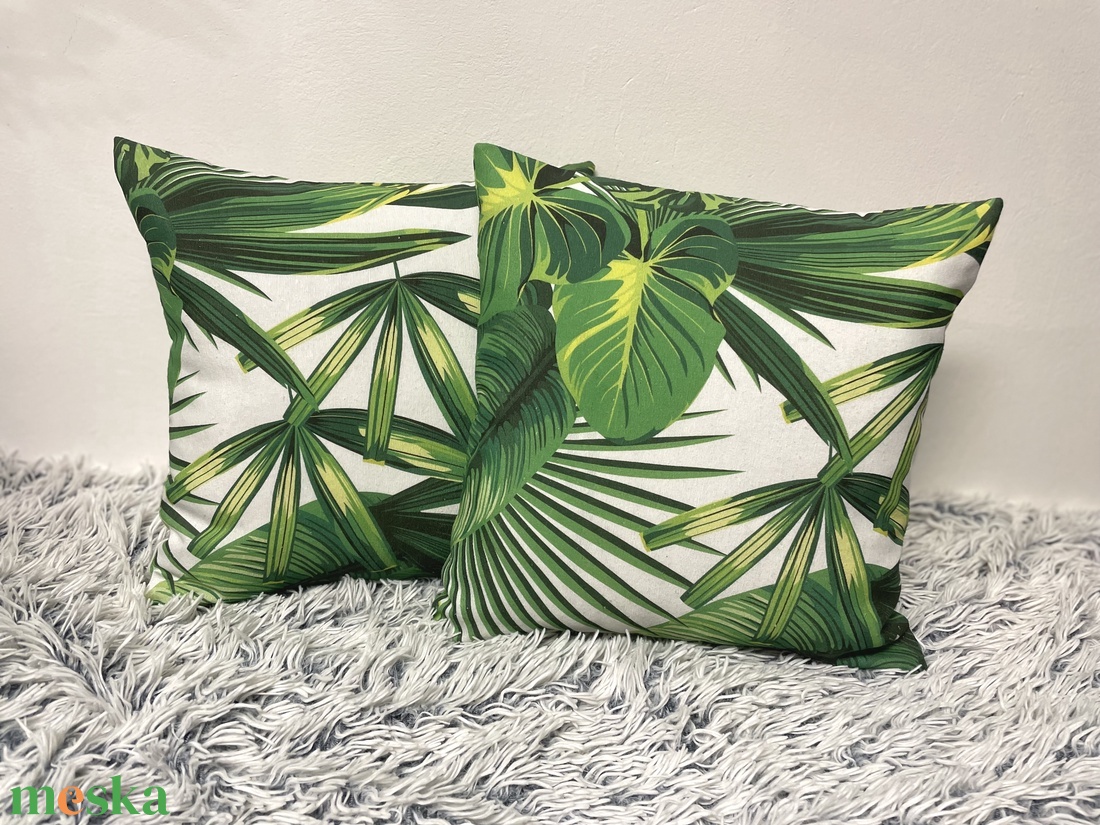 Pálmafás, pálmaleveles díszpárnahuzat (40cm) trópusi levél növényes párna, kerti párna - otthon & életmód - lakástextil - párna & párnahuzat - Meska.hu