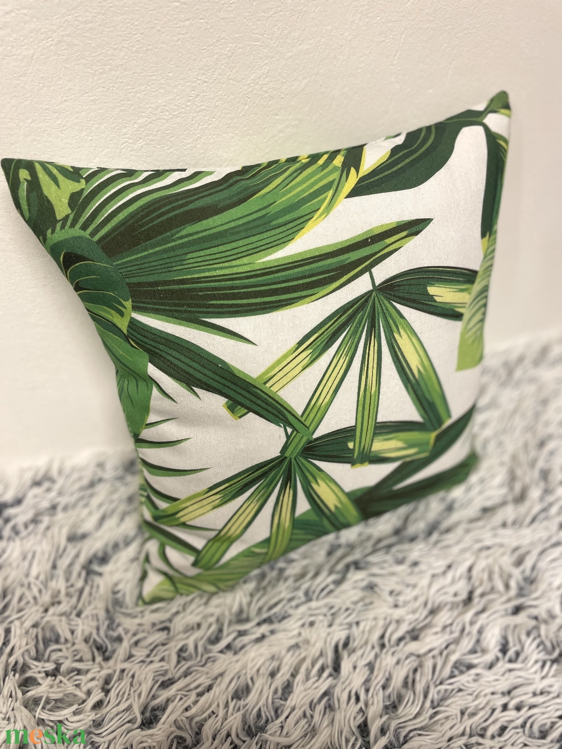 Pálmafás, pálmaleveles díszpárnahuzat (40cm) trópusi levél növényes párna, kerti párna - otthon & életmód - lakástextil - párna & párnahuzat - Meska.hu