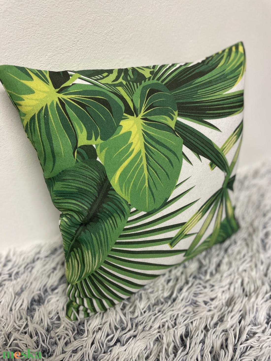 Pálmafás, pálmaleveles díszpárnahuzat (40cm) trópusi levél növényes párna, kerti párna - otthon & életmód - lakástextil - párna & párnahuzat - díszpárnahuzat - Meska.hu