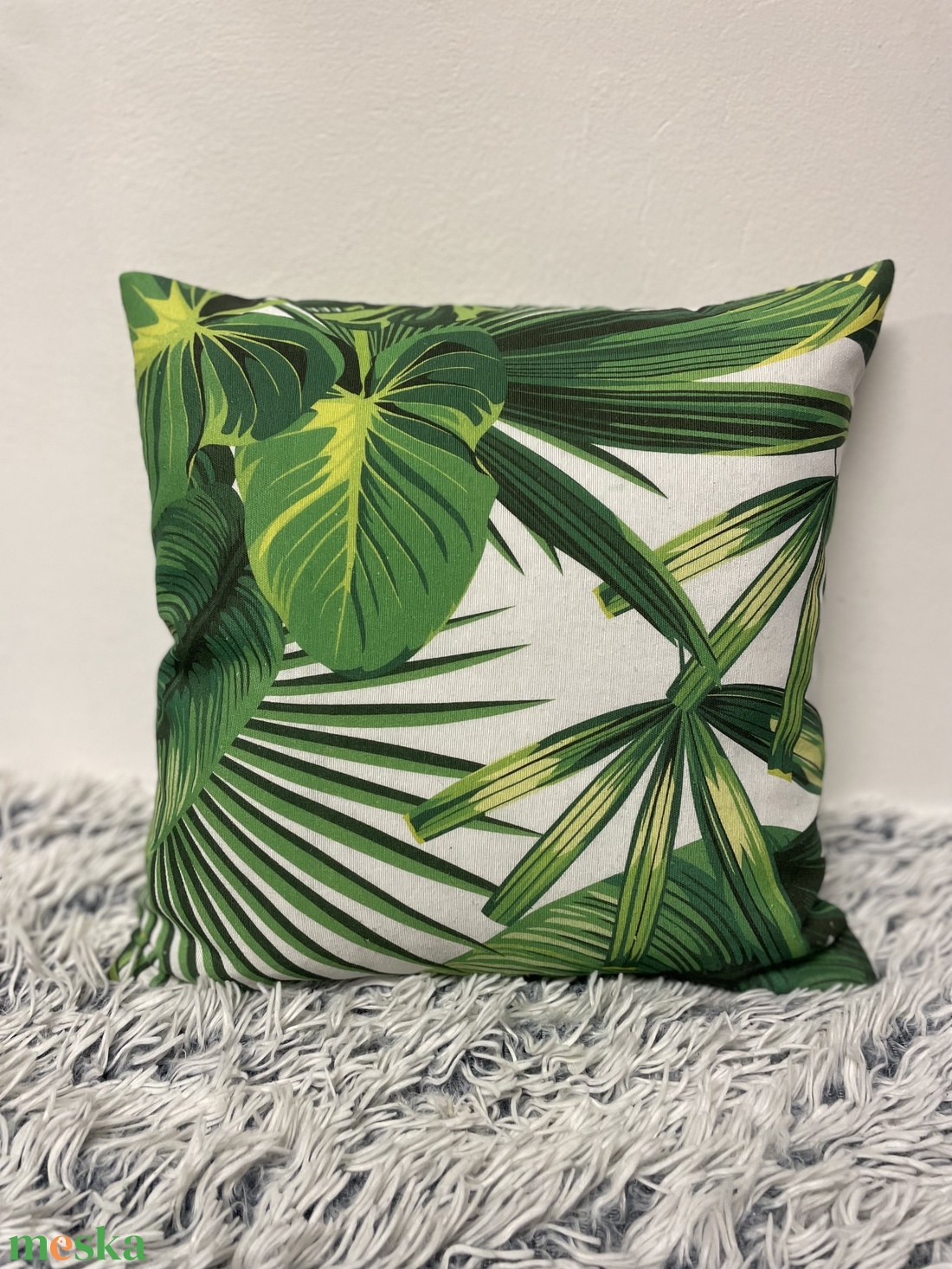 Pálmafás, pálmaleveles díszpárnahuzat (40cm) trópusi levél növényes párna, kerti párna - otthon & életmód - lakástextil - párna & párnahuzat - díszpárnahuzat - Meska.hu