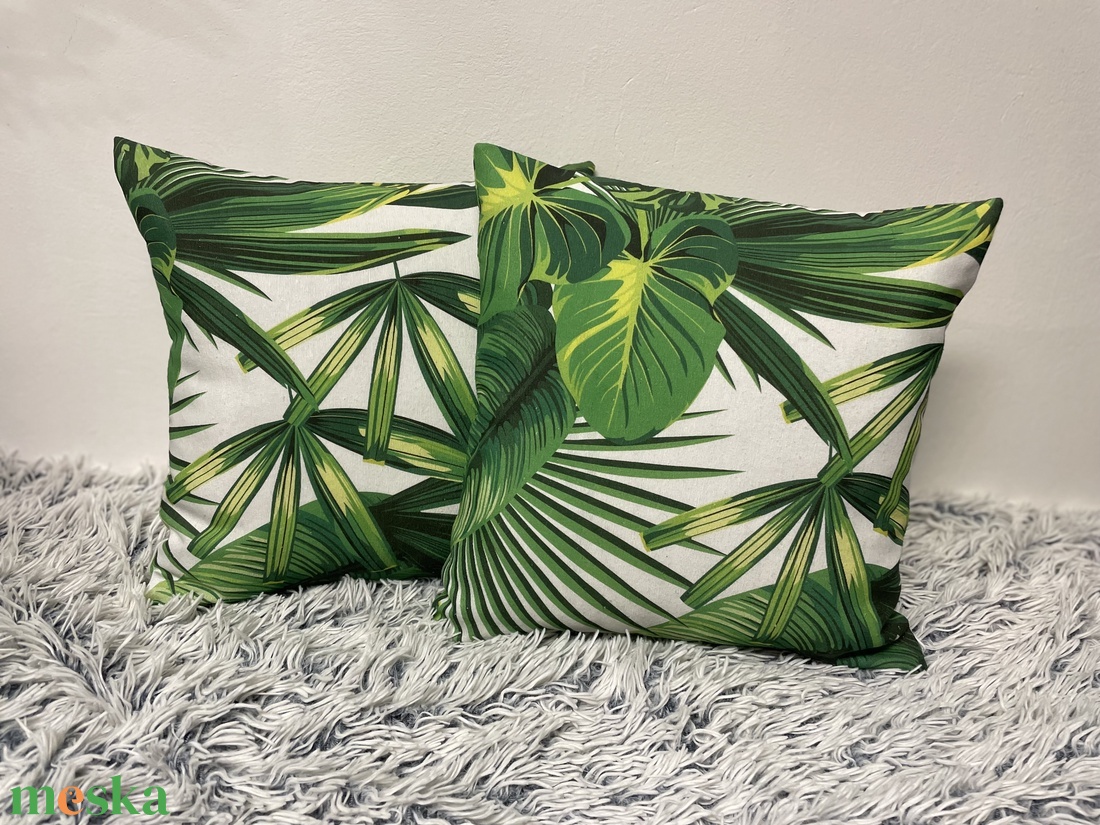 Pálmafás, pálmaleveles díszpárnahuzat (40cm) trópusi levél növényes párna, kerti párna - otthon & életmód - lakástextil - párna & párnahuzat - díszpárnahuzat - Meska.hu