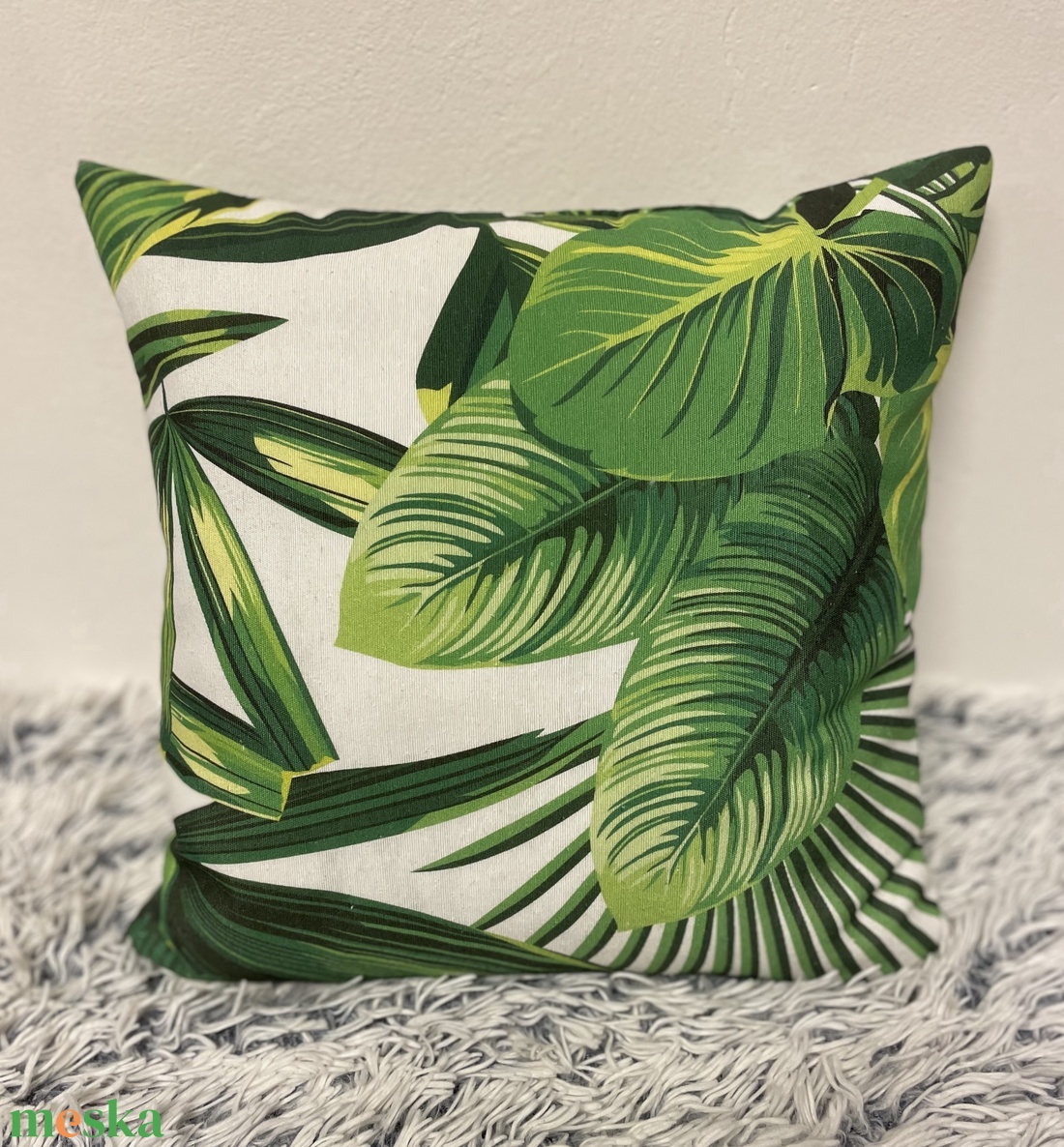 Pálmafás, pálmaleveles díszpárnahuzat (40cm) trópusi levél növényes párna, kerti párna - otthon & életmód - lakástextil - párna & párnahuzat - díszpárnahuzat - Meska.hu