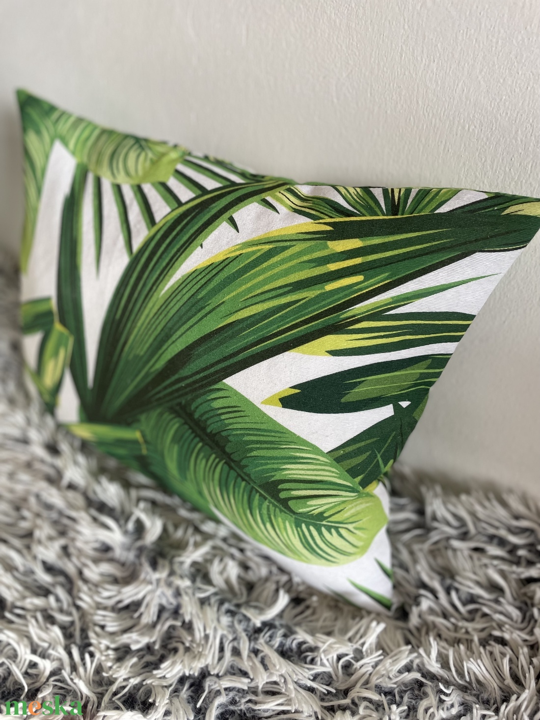 Pálmafás, pálmaleveles díszpárnahuzat (35x45cm) trópusi levél növényes párna, kerti párna - otthon & életmód - lakástextil - párna & párnahuzat - díszpárnahuzat - Meska.hu