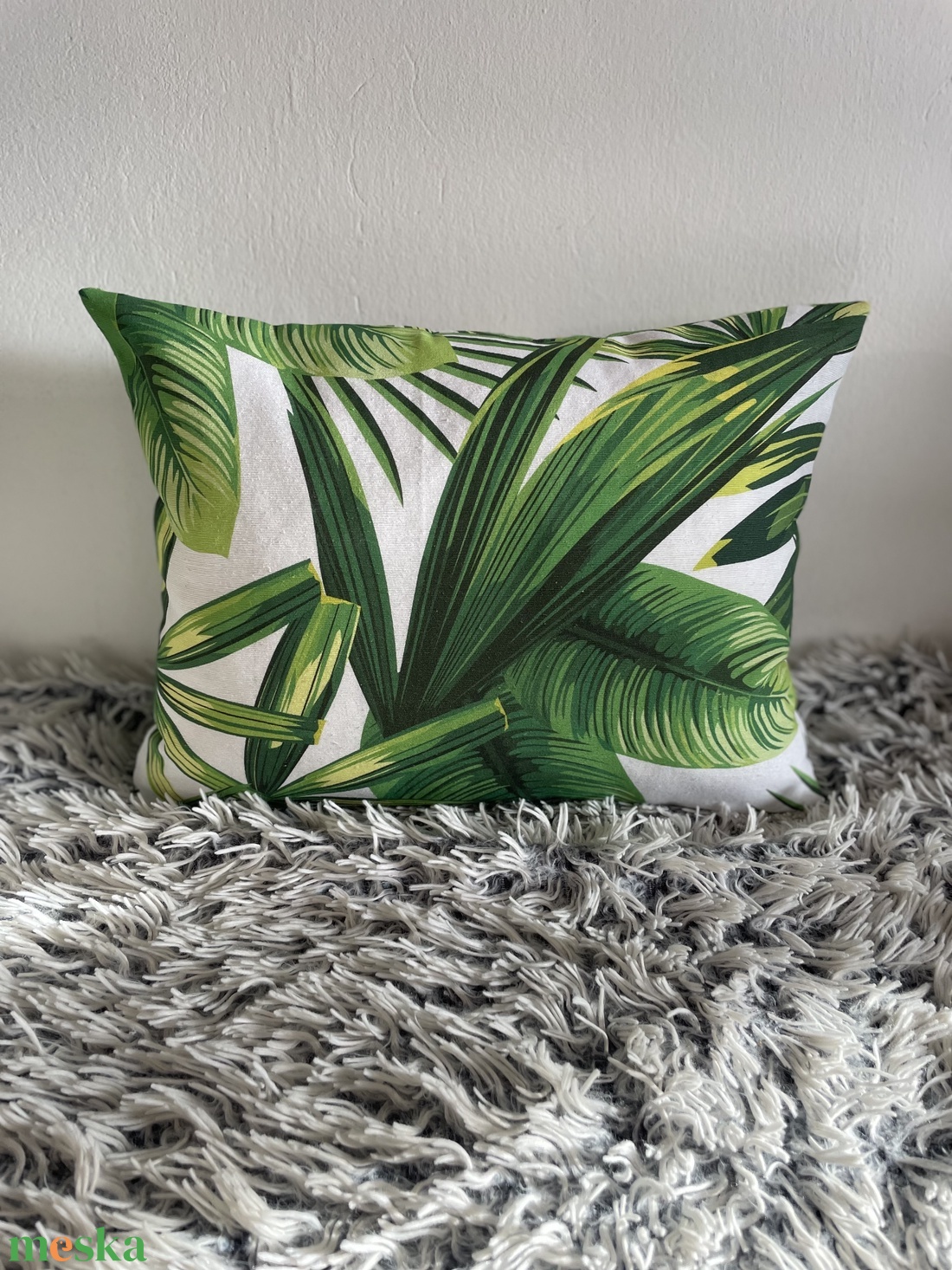 Pálmafás, pálmaleveles díszpárnahuzat (35x45cm) trópusi levél növényes párna, kerti párna - otthon & életmód - lakástextil - párna & párnahuzat - díszpárnahuzat - Meska.hu