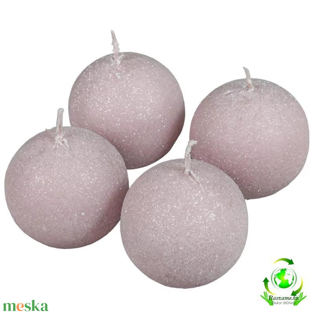 Bársony glitter gömb gyertya 60 mm - mályva - kellékek & szerszámok - dekorációs kellékek - dekorációs gyertya - Meska.hu