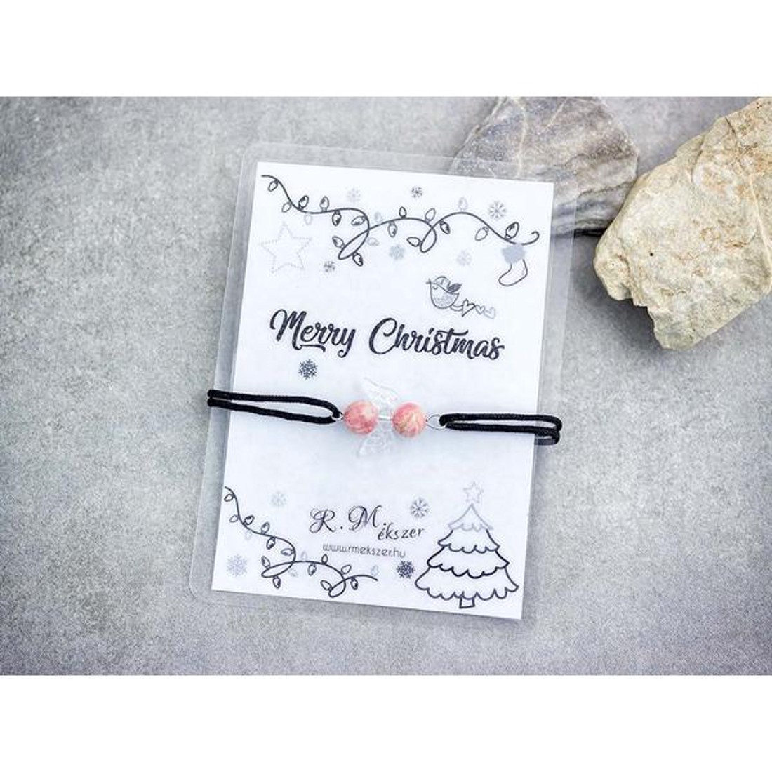 Merry Christmas rodokrozit angyal karkötő -  - Meska.hu