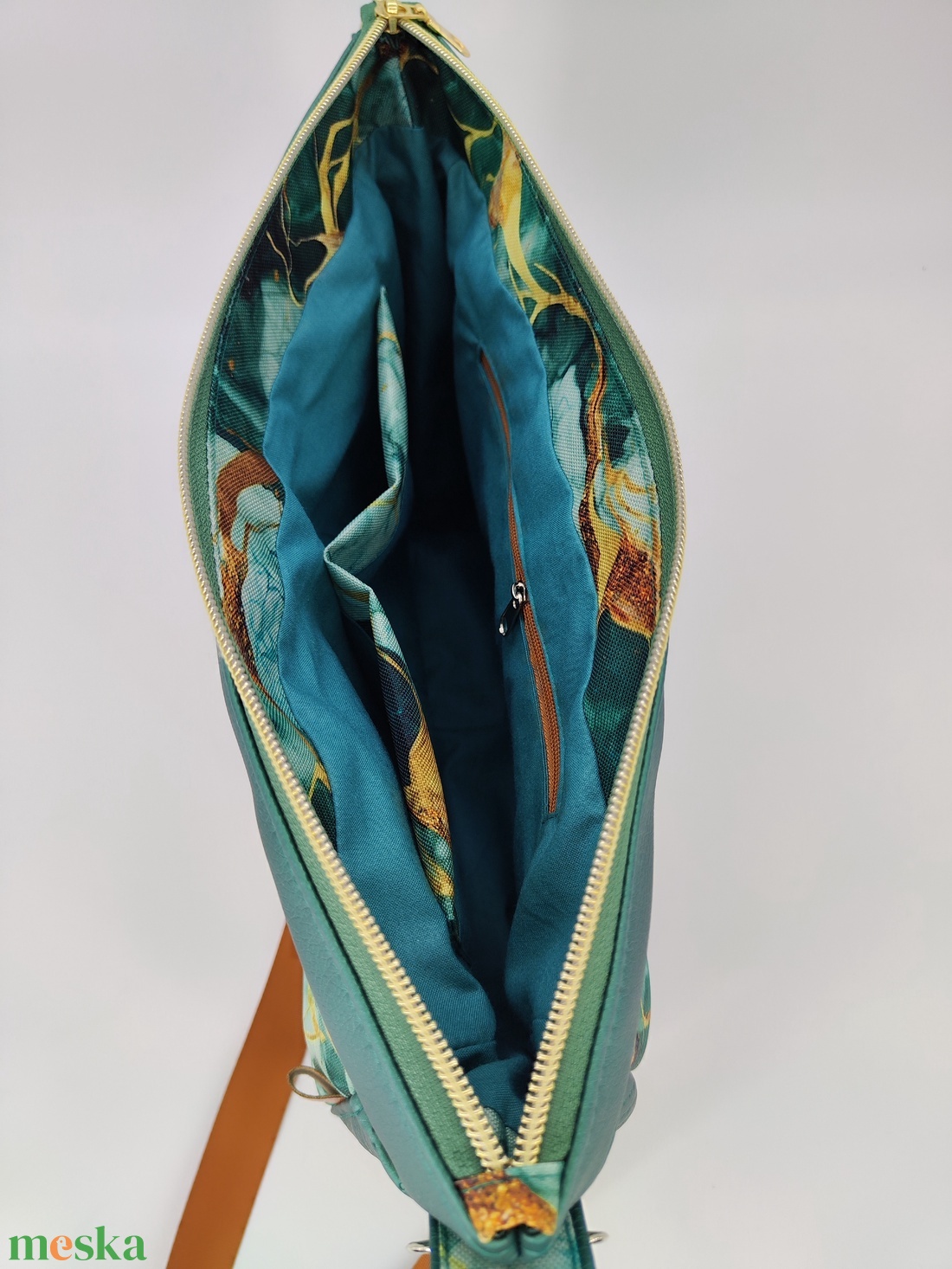 Lady oldaltásak L,  Zöld-arany márványminta - táska & tok - kézitáska & válltáska - vállon átvethető táska - Meska.hu