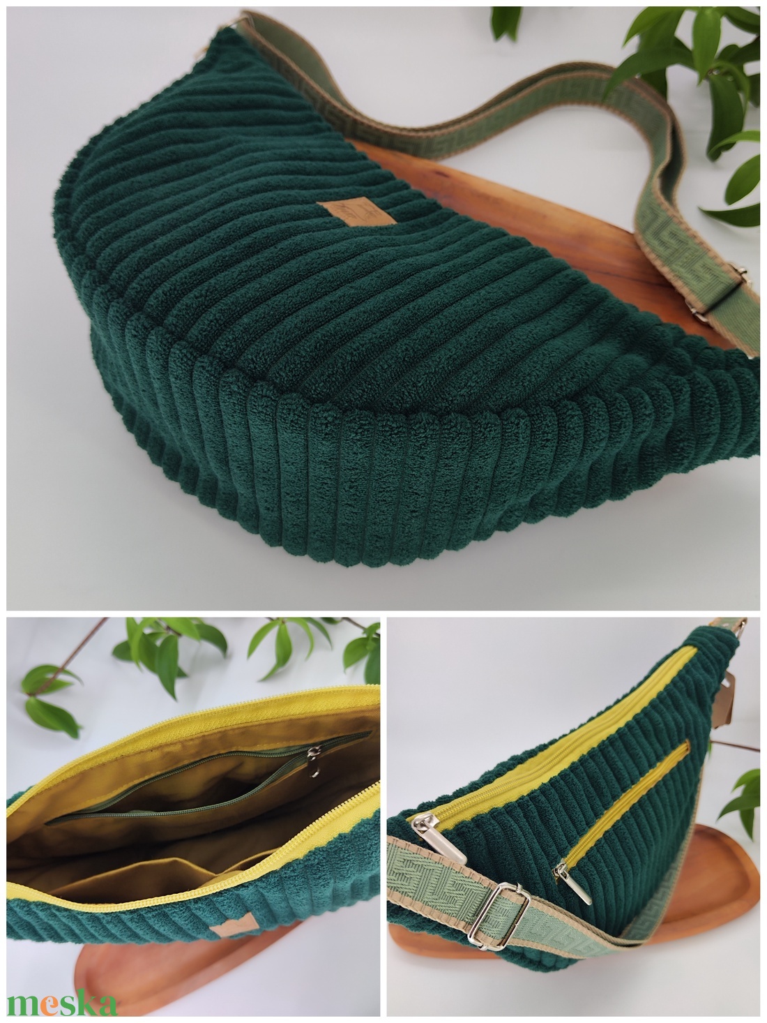 Moon crossbody, smaragdzöld  - táska & tok - kézitáska & válltáska - vállon átvethető táska - Meska.hu