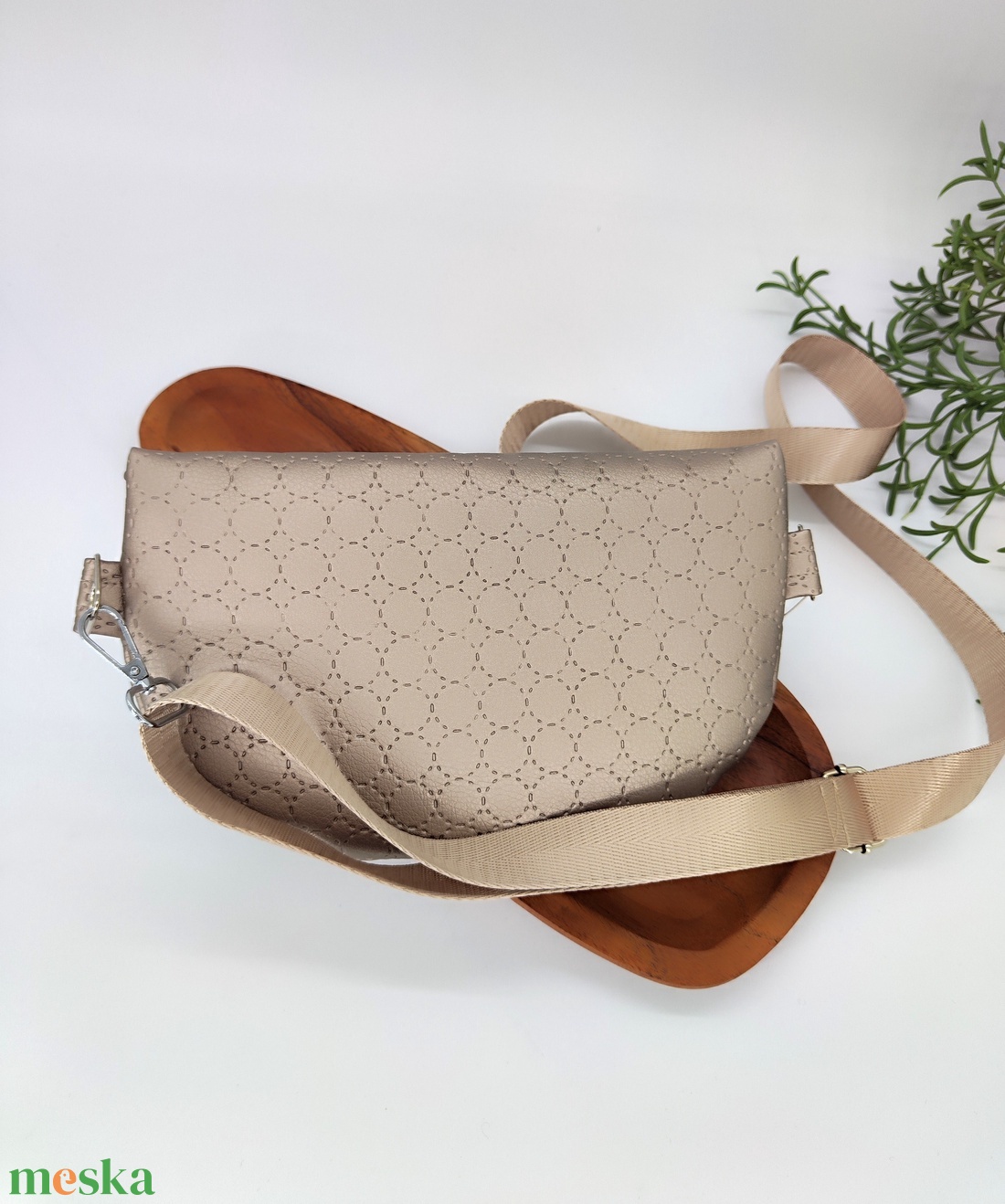 Mia crossbody, bézs textilbőr övtáska - táska & tok - övtáska - Meska.hu